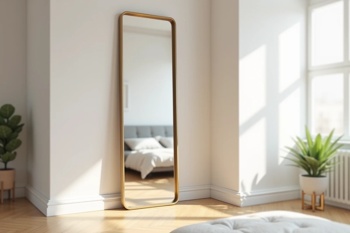 Miroir stratégiquement placé face à une fenêtre pour amplifier la lumière naturelle dans une pièce